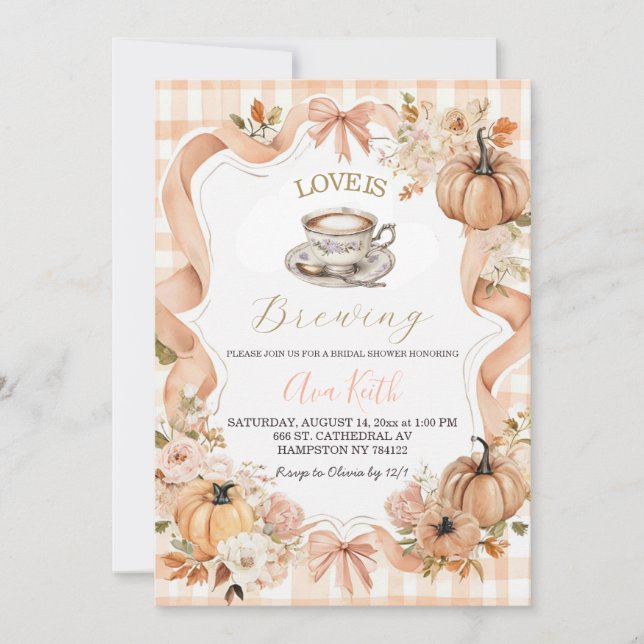 Faire-Part de Réception de Mariage Love Is Brewing (Devant)