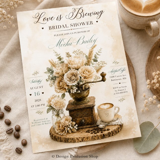 Faire-Part de Réception de Mariage Love Is Brewing (Créateur téléchargé)