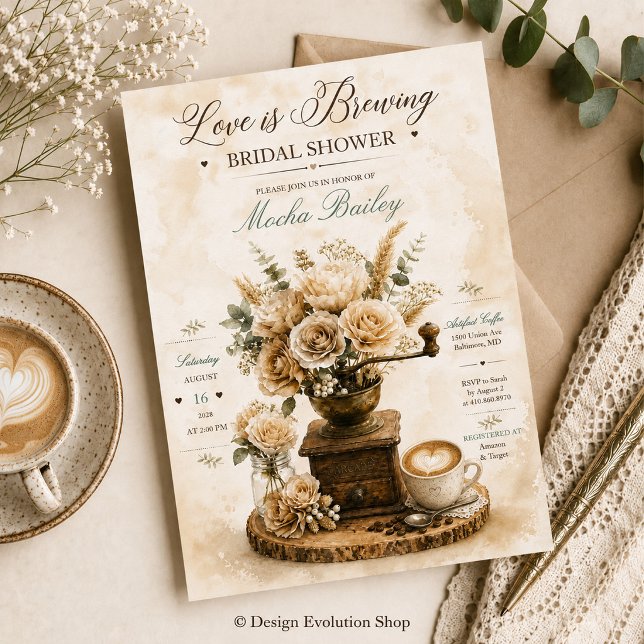 Faire-Part de Réception de Mariage Love Is Brewing (Créateur téléchargé)