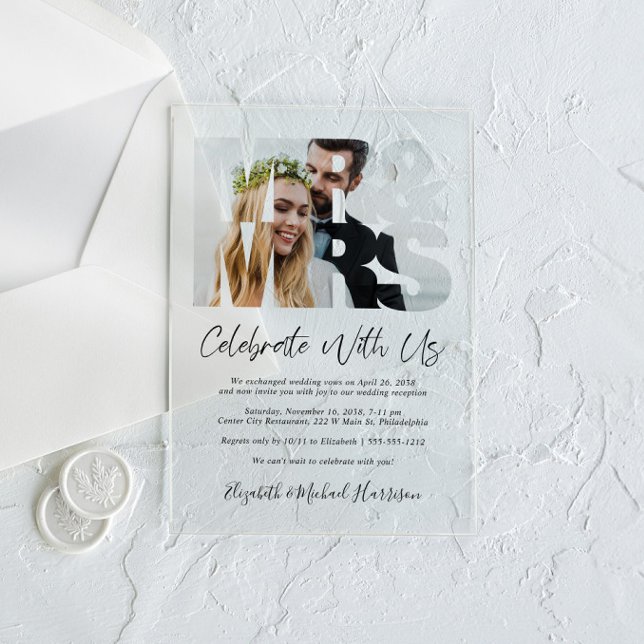 Faire-Part de Réception de Mariage M. Mme Photo (Make your wedding reception unforgettable with stunning acrylic invitations—modern, elegant, unique!)