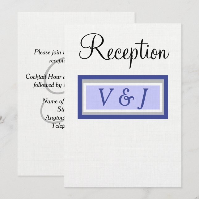 Faire-part de réception de mariage Monogramme Perv (Devant / Derrière)