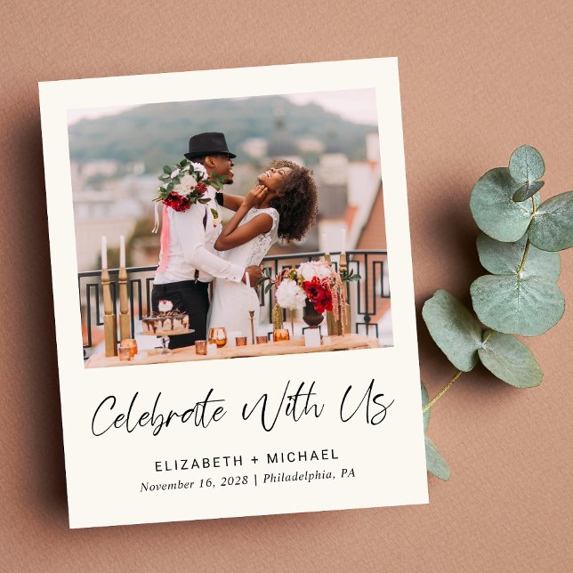 Faire-part de réception de mariage photo crème à p (You said "I do" in an intimate ceremony - now it's time to share your joy with those you hold dear)