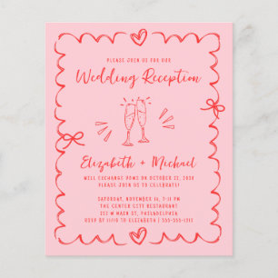 Faire-part de réception de mariage rose rouge capr