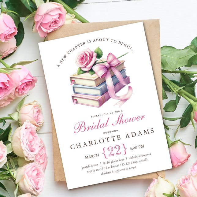 Faire-part de Réception de Mariée : Nouveau Chapit (Quaint New Chapter Bridal Shower Invitation)