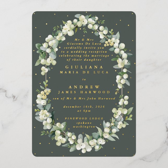 Faire-part de réception uniquement Gray Green Snow (Recto)