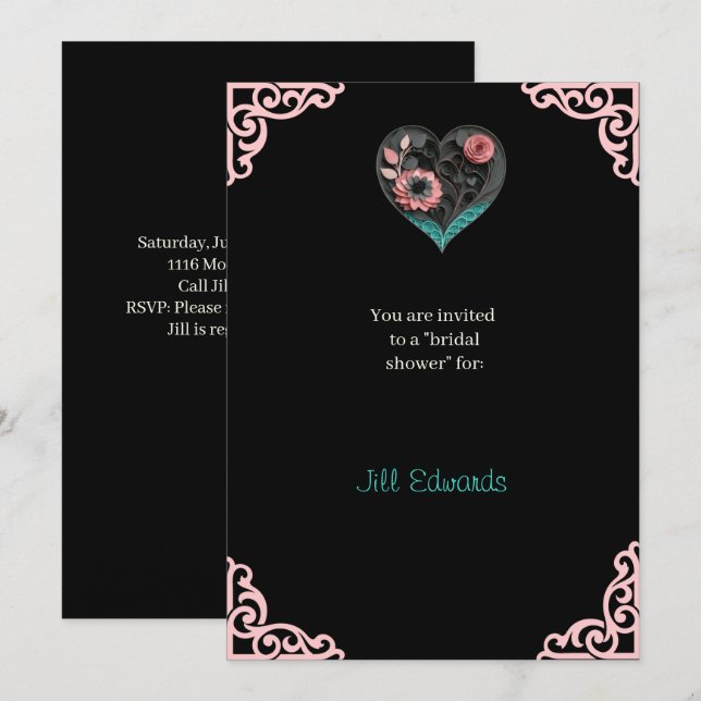 Faire-part de Remise de Cadeaux de Mariée Cœur Élé (Devant / Derrière)