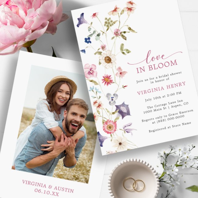 Faire-Part de Remise de Cadeaux de Mariée Love In  (Love In Bloom Photo Bridal Shower Invitation by Painted Paperie)