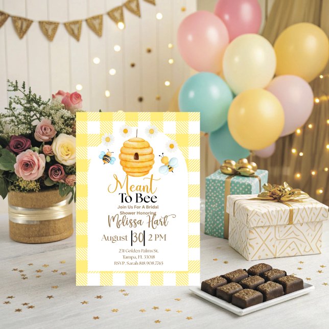 Faire-Part de Remise de Cadeaux de Mariée Meant to (Meant to Bee Bridal Shower Invitation. )