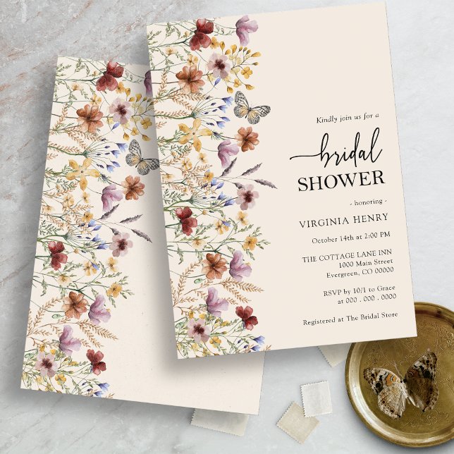 Faire-part de Remise de Cadeaux de Mariée Moderne  (Modern Boho Wildflower Bridal Shower Invitation by Painted Paperie)