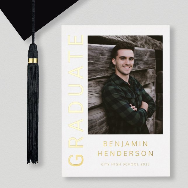 Faire-part de remise de diplôme à feuille d'or pho (Créateur téléchargé)