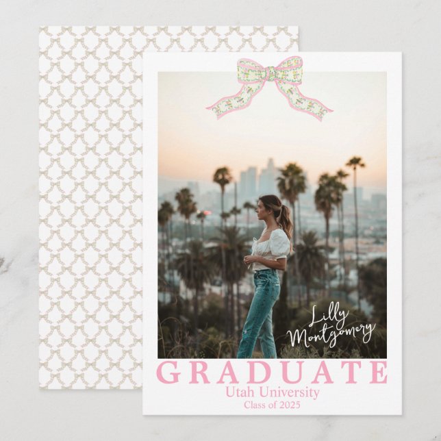 Faire-part de remise de diplôme à nœud papillon de (Devant / Derrière)