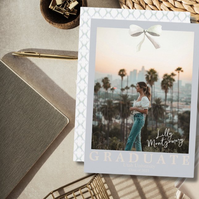 Faire-part de remise de diplôme à treillis Coquett (Créateur téléchargé)