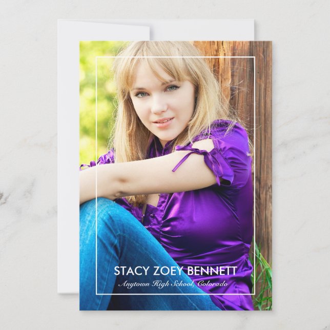 Faire-part de remise de diplôme avec 1 photo encad (Devant)