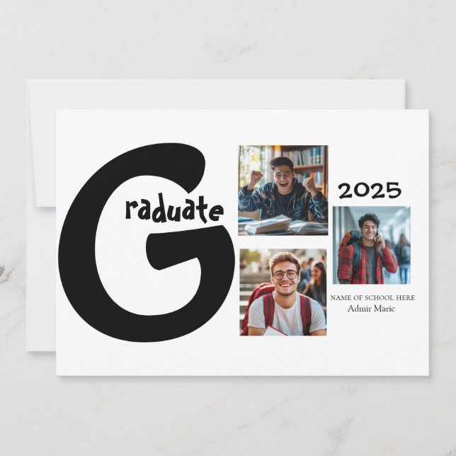 Faire-part de remise de diplôme avec collage de 3  (Devant)