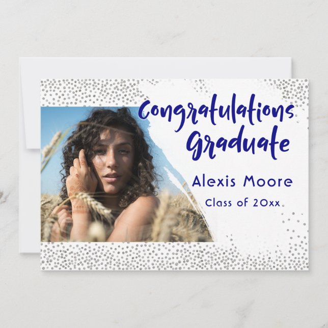Faire-part de remise de diplôme avec confettis arg (Devant)