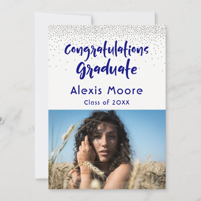 Faire-part de remise de diplôme avec confettis arg (Devant)