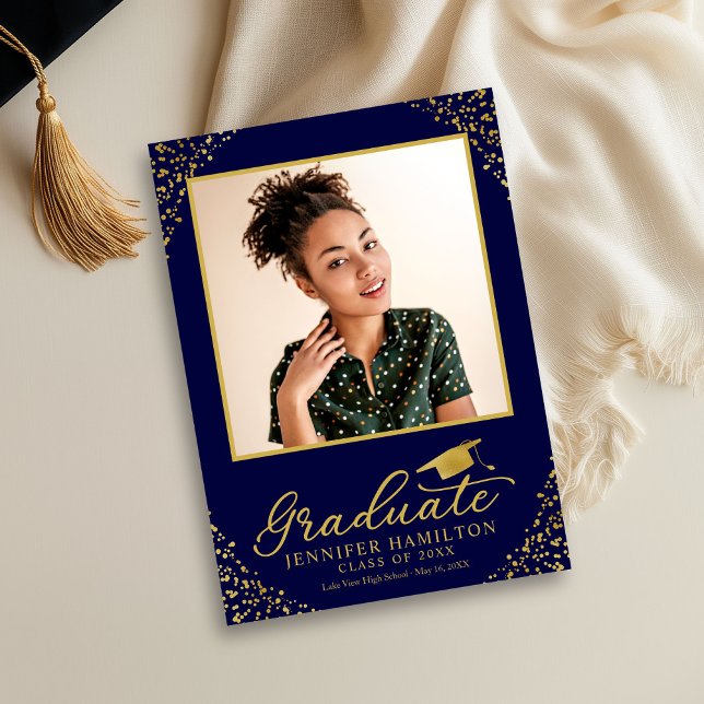 Faire-part de remise de diplôme avec confettis ble (Créateur téléchargé)