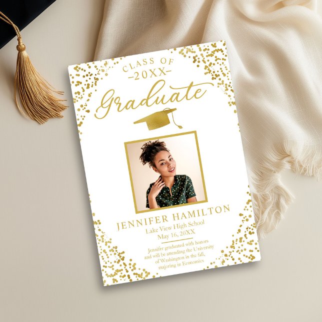 Faire-part de remise de diplôme avec confettis en  (Créateur téléchargé)