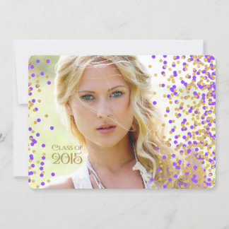 Faire-part de remise de diplôme avec confettis vio