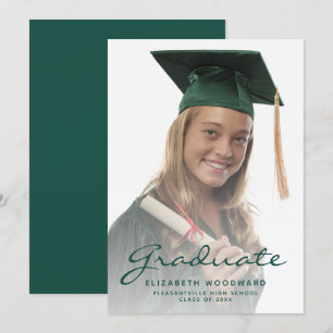 Faire-part de remise de diplôme avec écriture vert