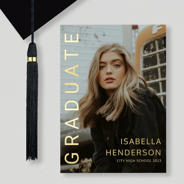 Faire-part de remise de diplôme avec feuille d'or  (Créateur téléchargé)