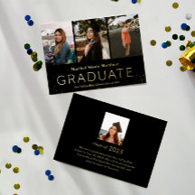 Faire-part de remise de diplôme avec feuille d'or