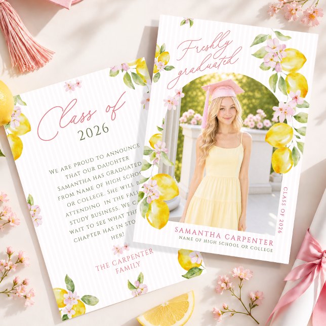 faire-part de remise de diplôme avec fleurs roses  (Créateur téléchargé)