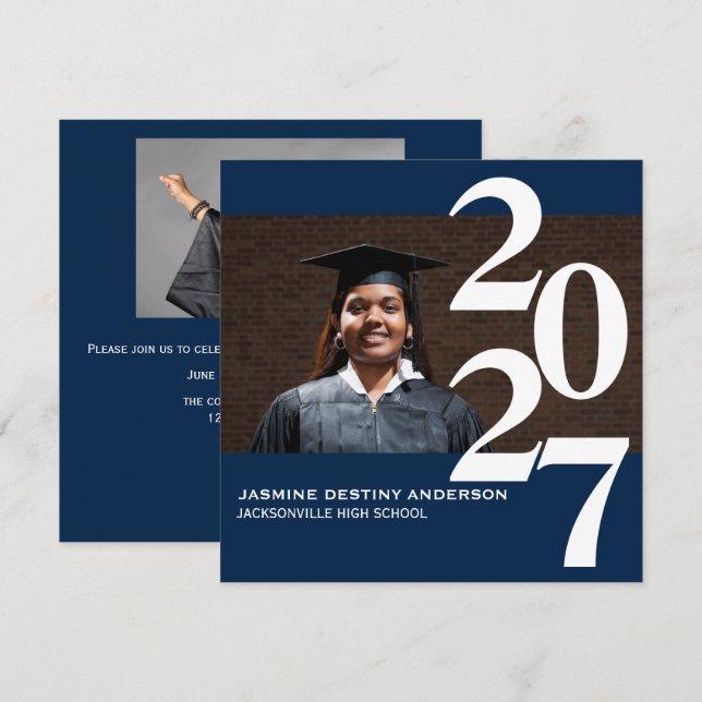 Faire-part de remise de diplôme avec grands nombre (Devant / Derrière)