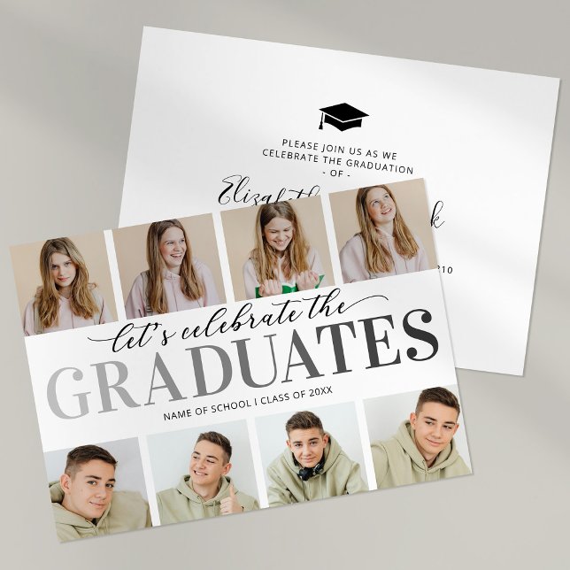 Faire-part de remise de diplôme avec photo de deux (Créateur téléchargé)