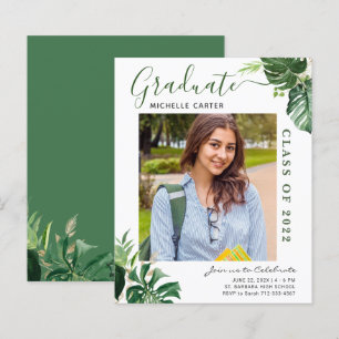 Faire-part de remise de diplôme avec photo de feui
