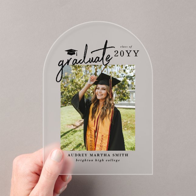 Faire-part de remise de diplôme avec photo en écri (In situ (ordinateur de poche))