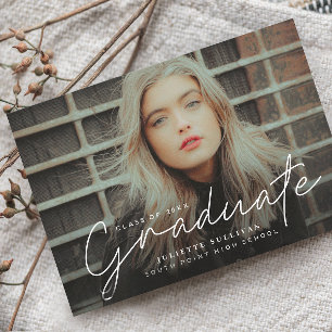 Faire-part de remise de diplôme avec photo en écri