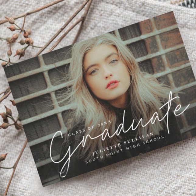 Faire-part de remise de diplôme avec photo en écri (Créateur téléchargé)