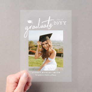 Faire-part de remise de diplôme avec photo en écri