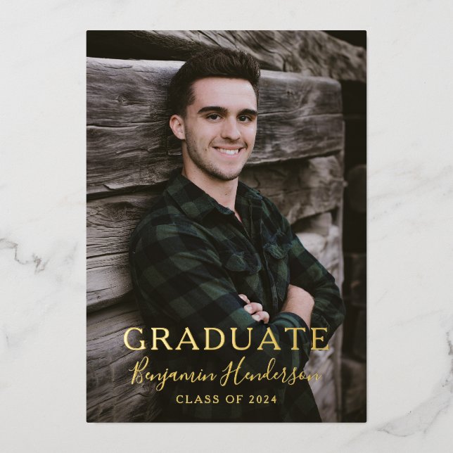 Faire-part de remise de diplôme avec photo et écri (Recto)