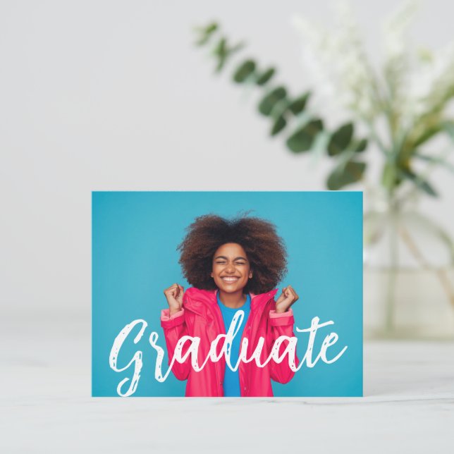 Faire-part de remise de diplôme avec photo et écri (Debout devant)