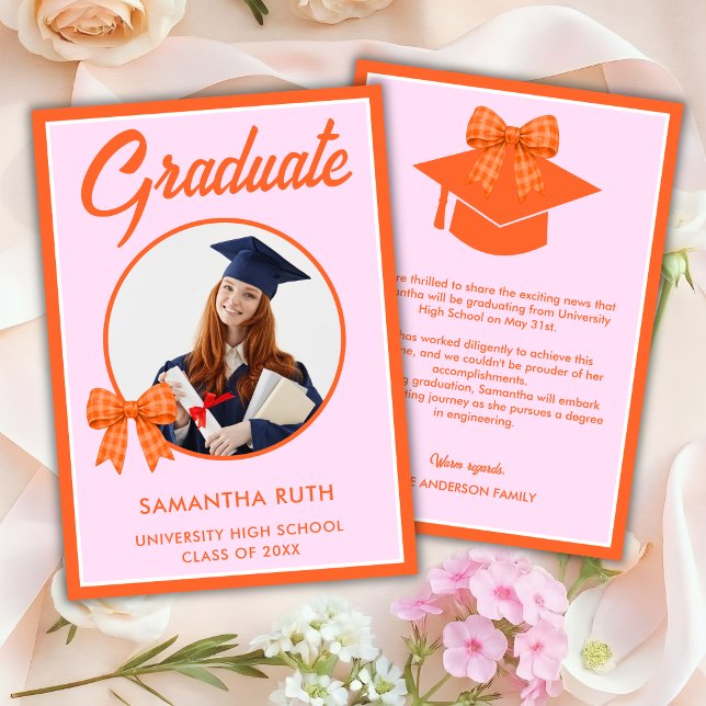Faire-part de remise de diplôme avec photo et nœud (Créateur téléchargé)
