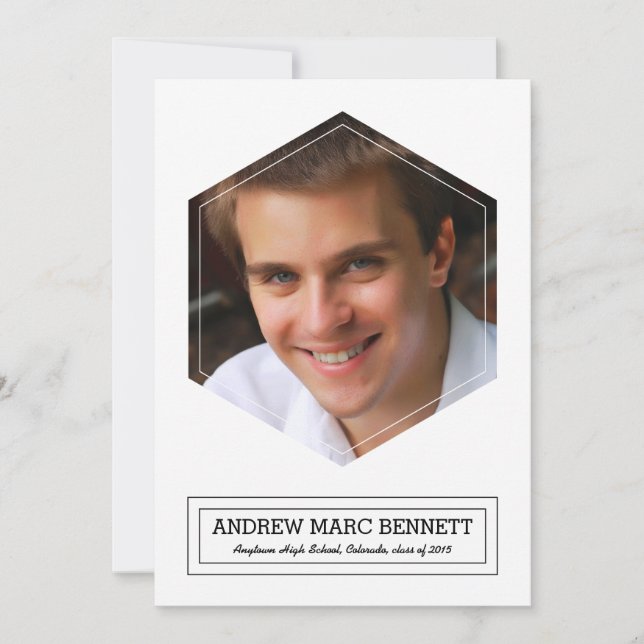 Faire-part de remise de diplôme avec photo Hexagon (Devant)