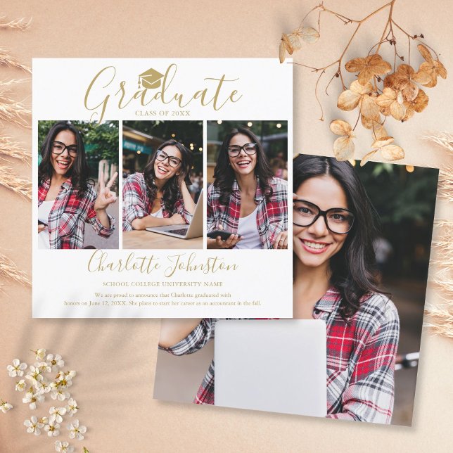 Faire-part de remise de diplôme de photo de script (Créateur téléchargé)