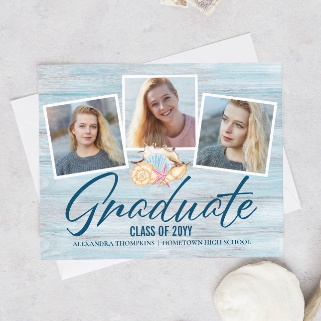 Faire-part de remise de diplôme de plage moderne à (Créateur téléchargé)