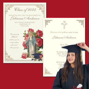 Faire-part de remise de diplôme élégant et religie