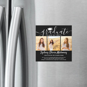 Faire-part de remise de diplôme magnétique noir av