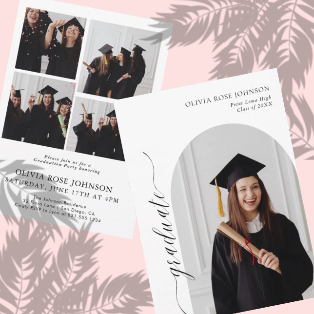 Faire-part de remise de diplôme moderne Blush | An (Créateur téléchargé)