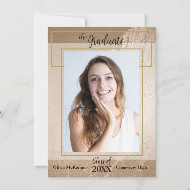 Faire-part de remise de diplôme moderne en marbre  (Devant)