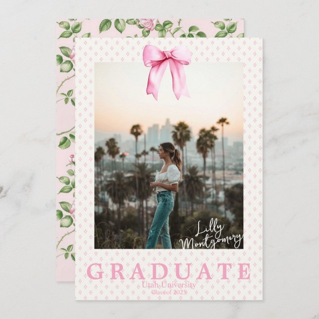 Faire-part de remise de diplôme photo Coquette Cot (Devant / Derrière)