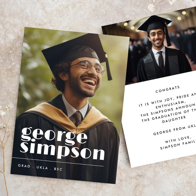 Faire-part de remise de diplôme photo deux avec no (Créateur téléchargé)