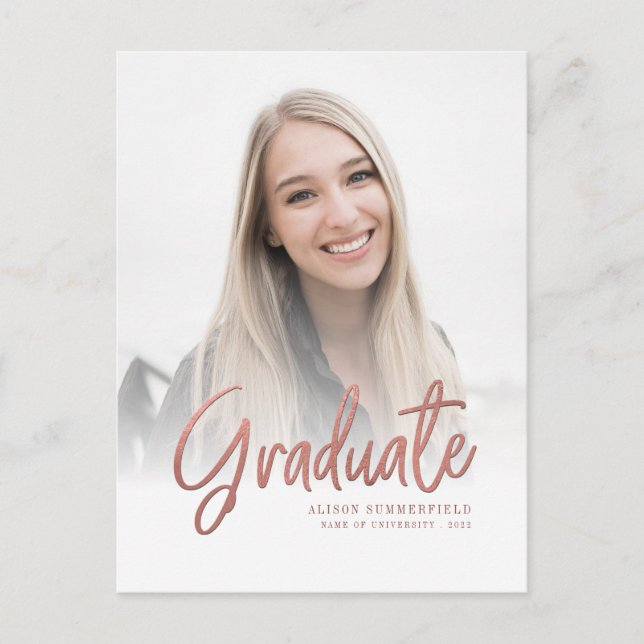 Faire-part de remise de diplôme Photo Écriture Élé (Devant)