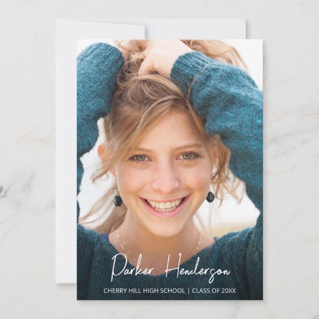 Faire-part de remise de diplôme photo moderne (Devant)