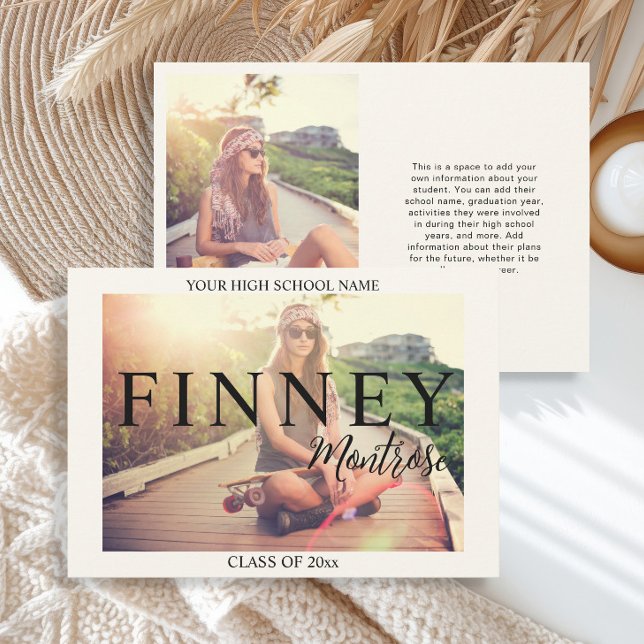 Faire-part de remise de diplôme photo moderne 2 (Two-photo modern and stylish graduation announcement)