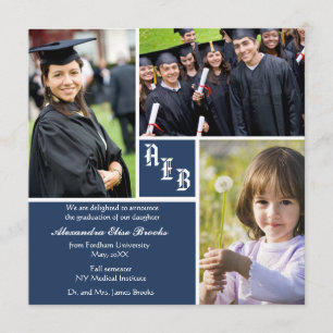 Faire-part de remise de diplôme - Photo Monogram S